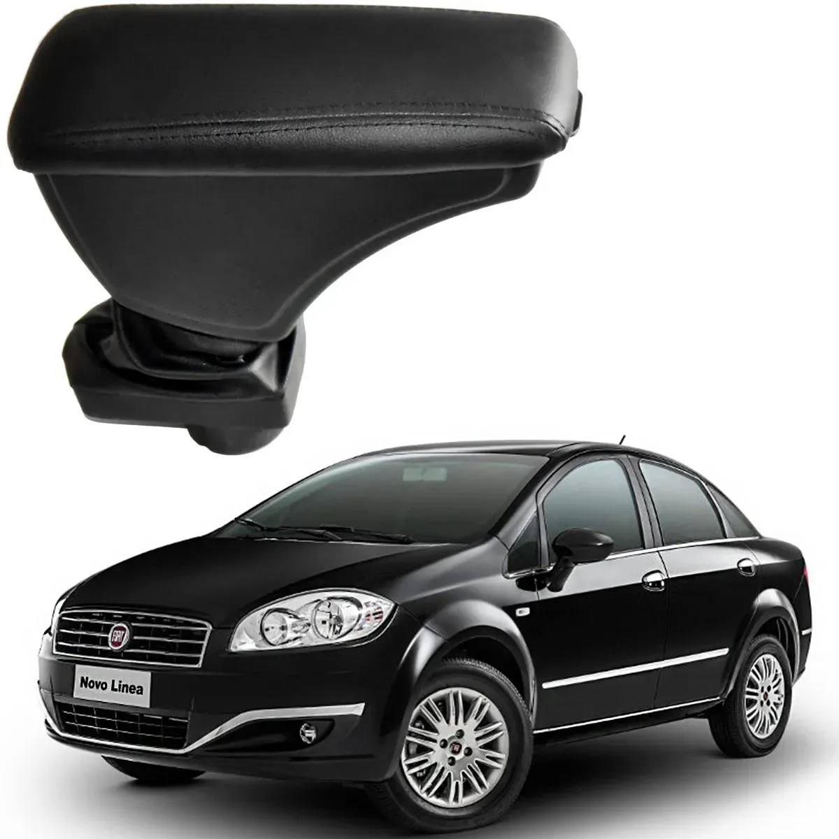 Apoio Descanso Encosto de Braço FIAT LINEA - Preto  - 2006 a 2018