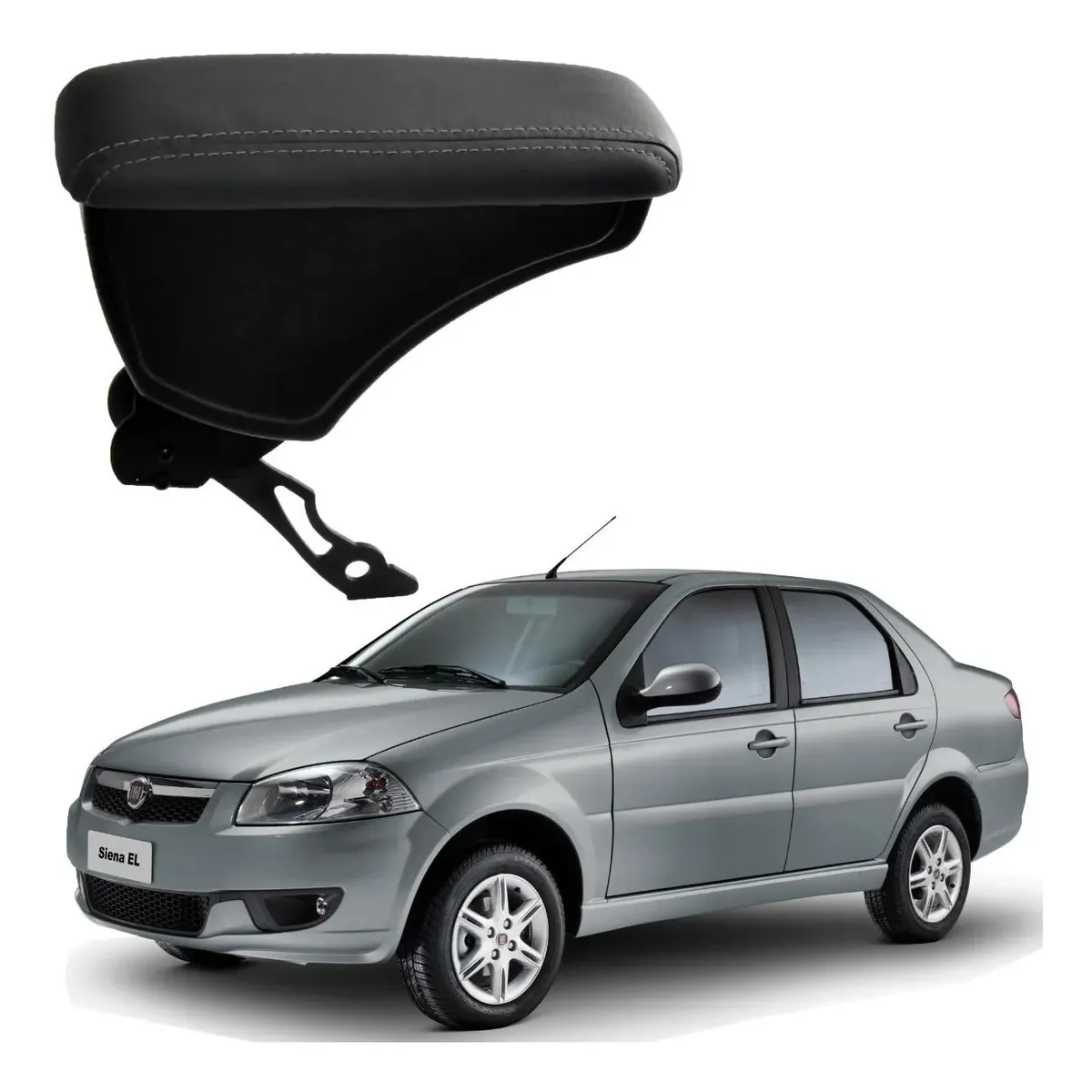 Apoio Descanso Encosto de Braço FIAT SIENA COM ENGATE CURVO - Grafite - 1996 a 2012