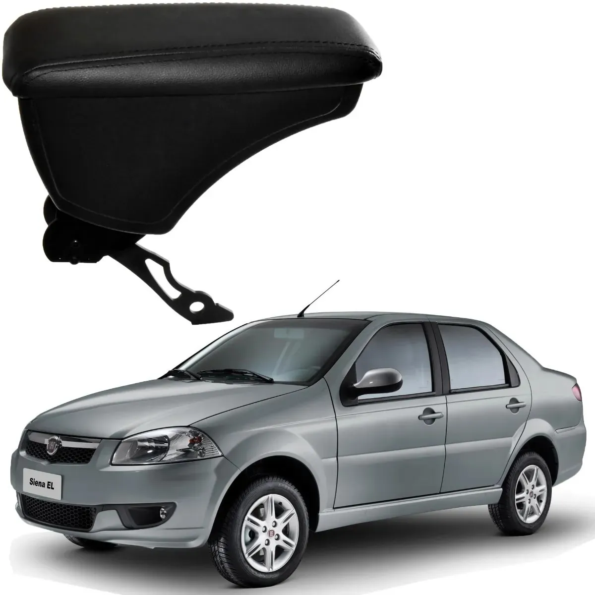 Apoio Descanso Encosto de Braço FIAT SIENA COM ENGATE CURVO - Preto  - 1996 a 2012