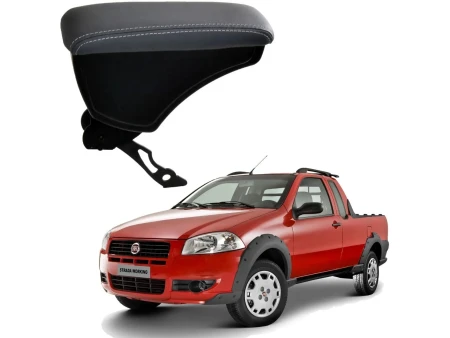 Apoio Descanso Encosto de Braço FIAT STRADA COM ENGATE CURVO - Cinza - 1998 a 2012