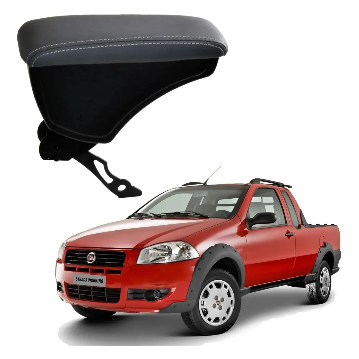 Apoio Descanso Encosto de Braço FIAT STRADA COM ENGATE CURVO - Cinza - 1998 a 2012