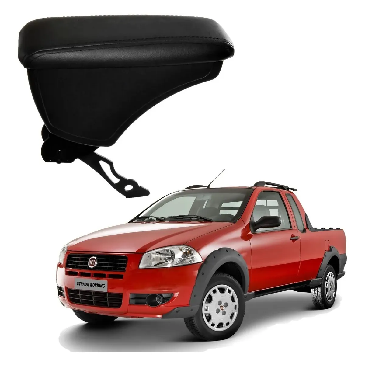 Apoio Descanso Encosto de Braço FIAT STRADA COM ENGATE CURVO - Preto  - 1998 a 2012