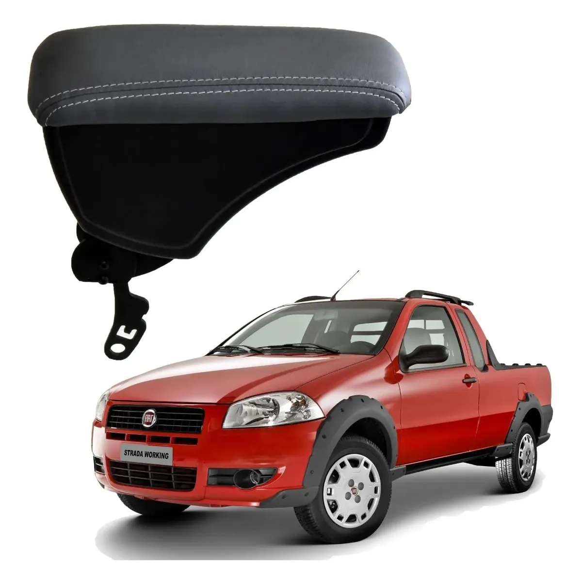 Apoio Descanso Encosto de Braço FIAT STRADA COM ENGATE RETO - Cinza - 1998 a 2012
