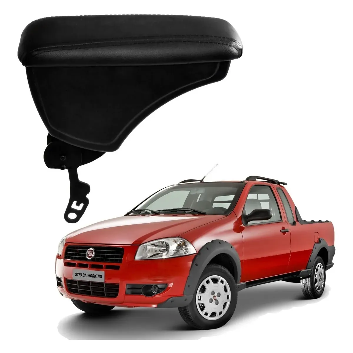 Apoio Descanso Encosto de Braço FIAT STRADA COM ENGATE RETO - Preto  - 1998 a 2012