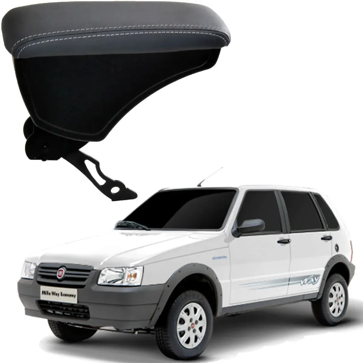 Apoio Descanso Encosto de Braço FIAT UNO COM ENGATE CURVO - Cinza - 1982 a 2012