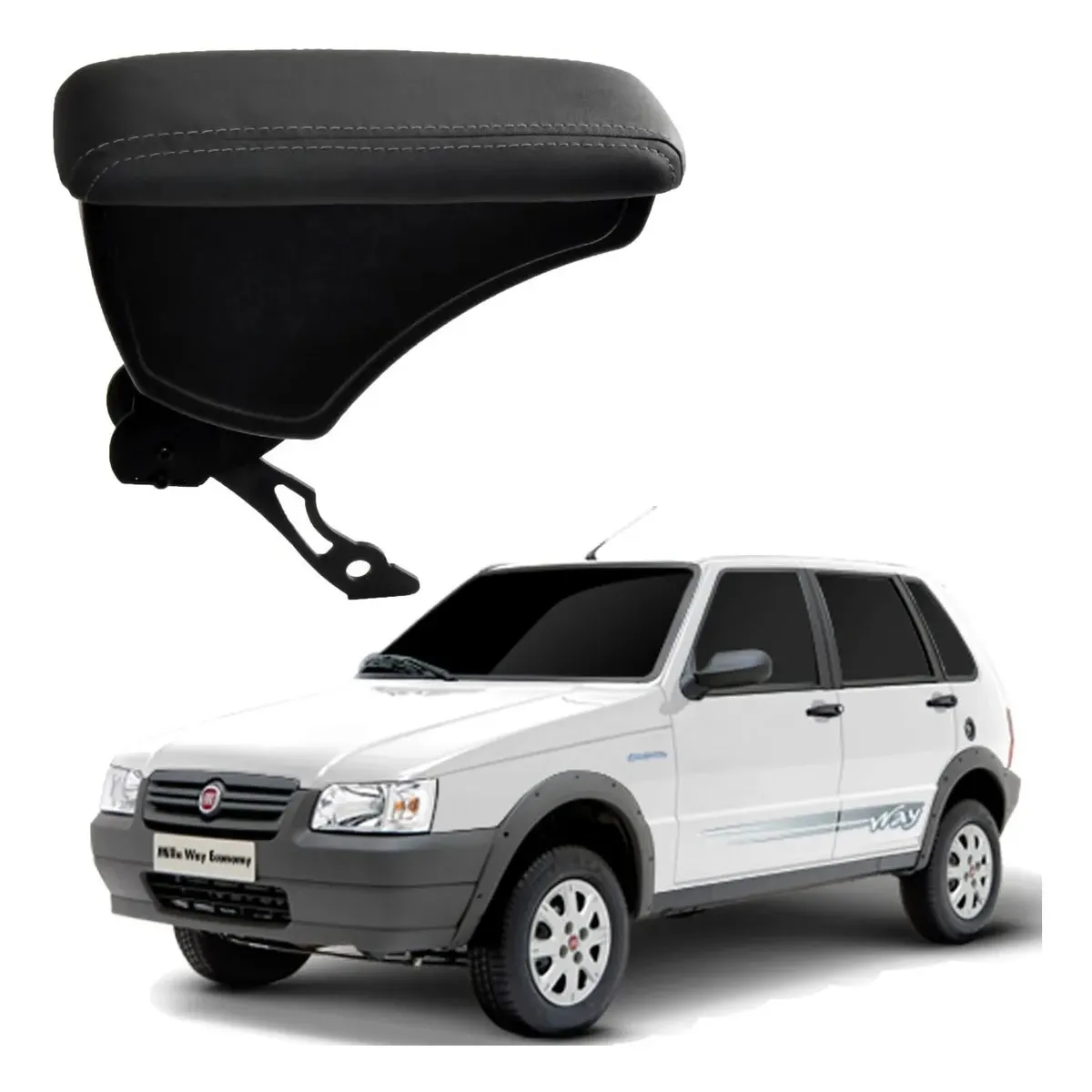 Apoio Descanso Encosto de Braço FIAT UNO COM ENGATE CURVO - Grafite - 1982 a 2012