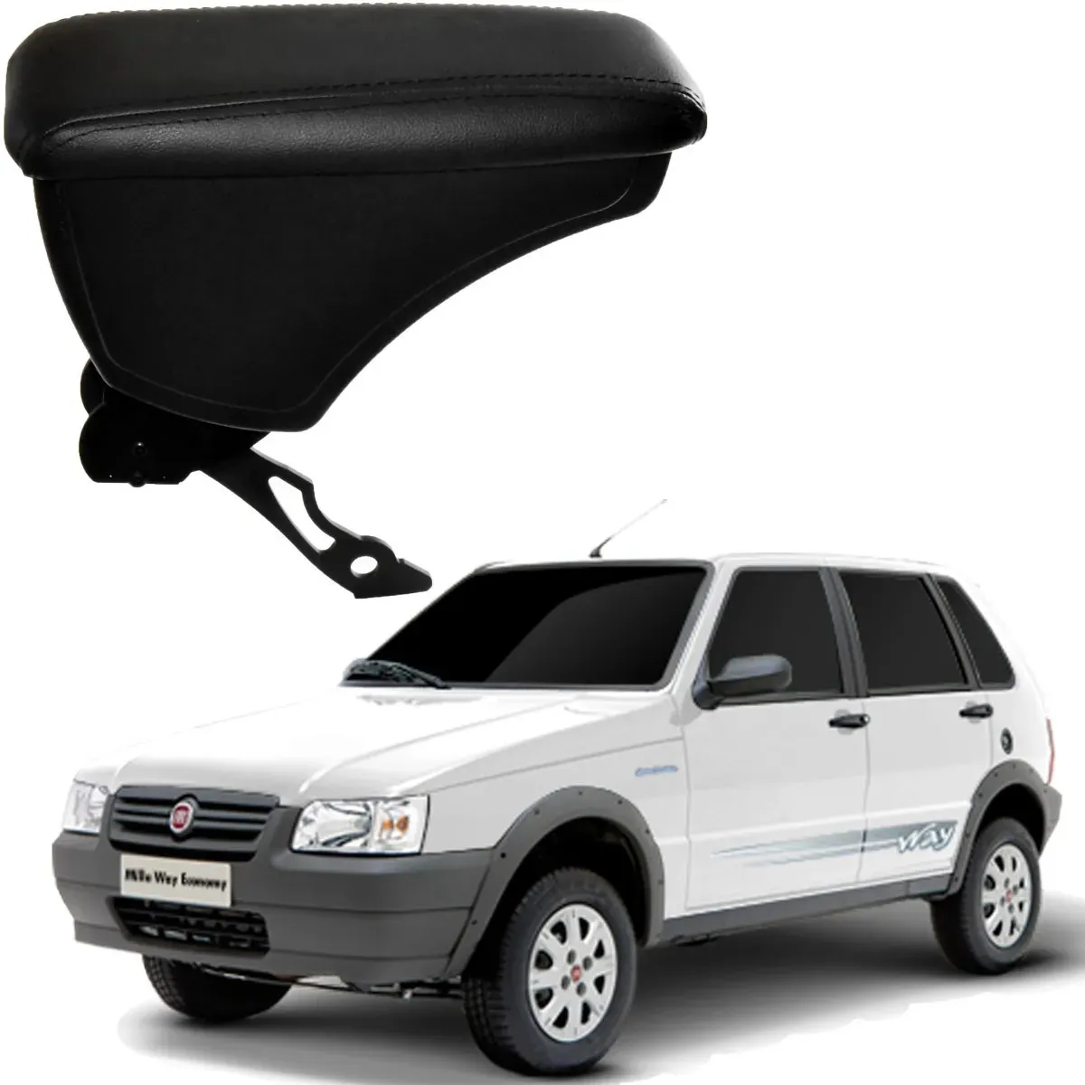 Apoio Descanso Encosto de Braço FIAT UNO COM ENGATE CURVO - Preto  - 1982 a 2012