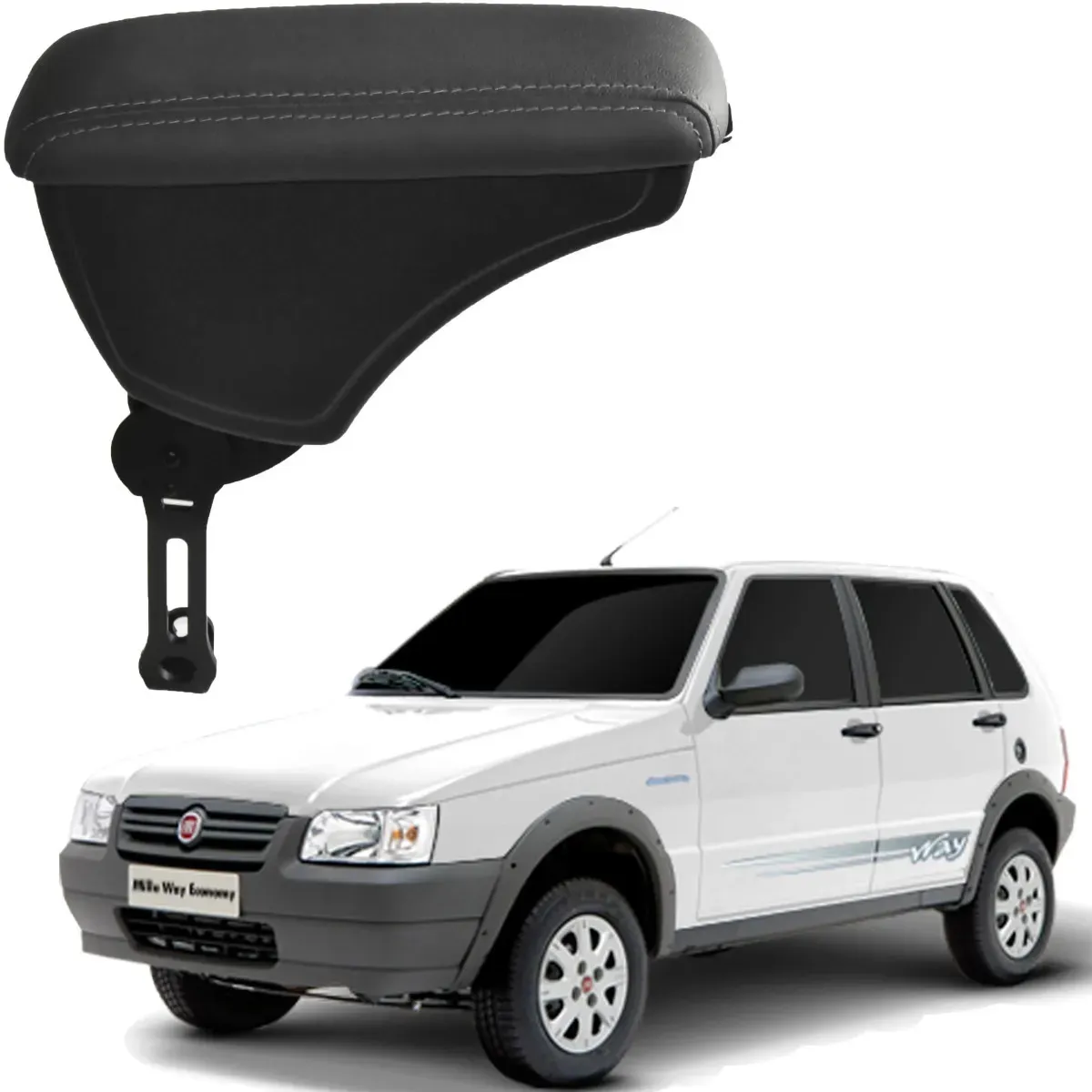 Apoio Descanso Encosto de Braço FIAT UNO COM ENGATE FLEXÍVEL - Grafite - 1982 a 2012