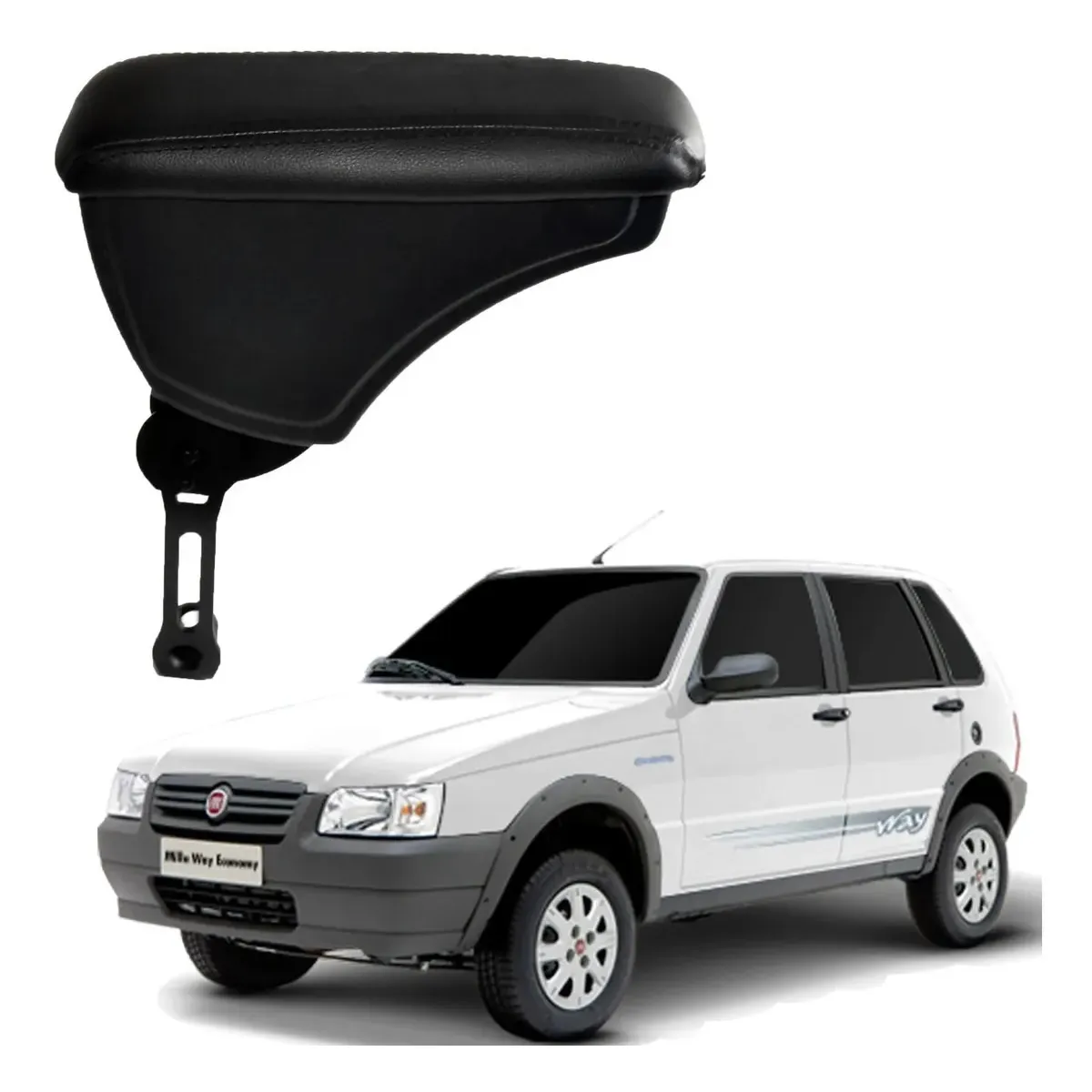 Apoio Descanso Encosto de Braço FIAT UNO COM ENGATE FLEXÍVEL - Preto  - 1982 a 2012