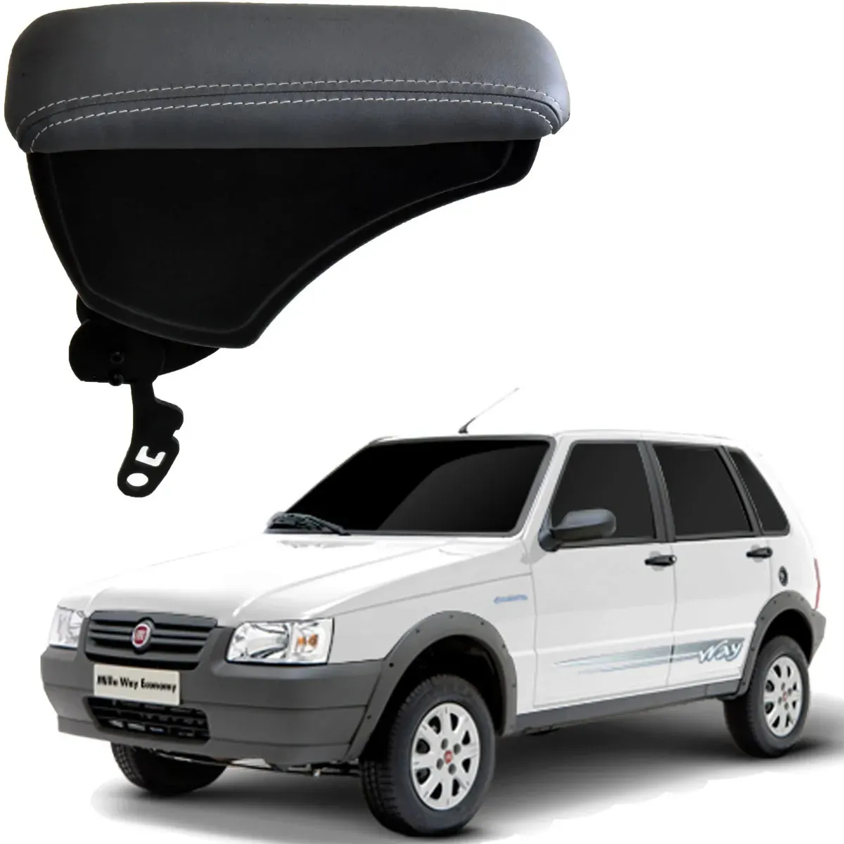 Apoio Descanso Encosto de Braço FIAT UNO COM ENGATE RETO - Cinza - 1982 a 2012