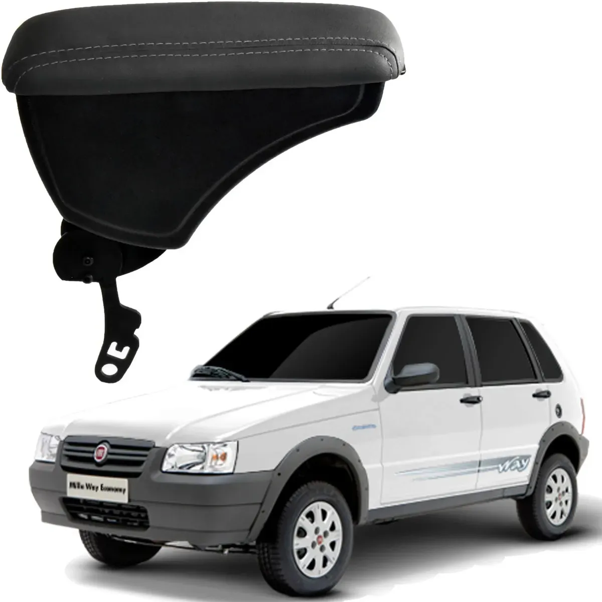 Apoio Descanso Encosto de Braço FIAT UNO COM ENGATE RETO - Grafite - 1982 a 2012